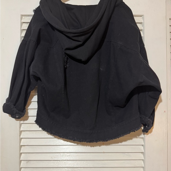 Black Distressed Denim Jacket - Picture 4 of 7